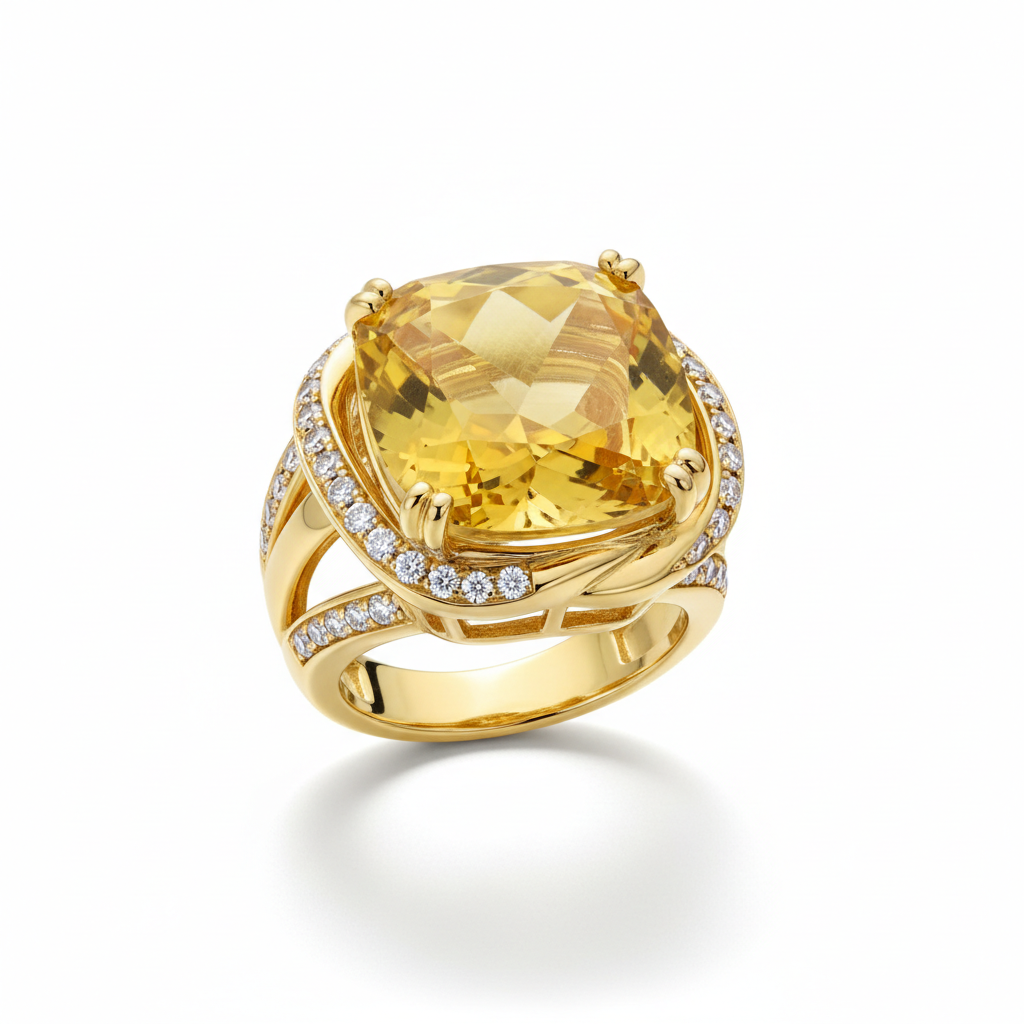 Golden Citrine Cocktail Ring