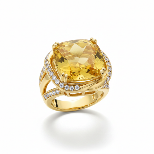 Golden Citrine Cocktail Ring
