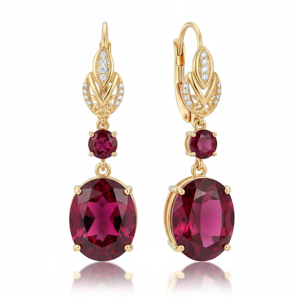 Crimson Ruby Drop Earrings